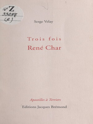 cover image of Trois fois René Char